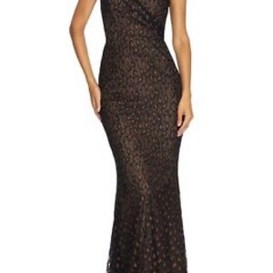 Dress the Population Black Lace Sheath Evening Dress - Elegant Gown Size - M